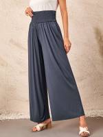 Grey Long Shirred Women Bottoms 2085