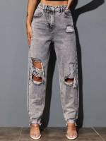  Grey Plain Women Jeans 508