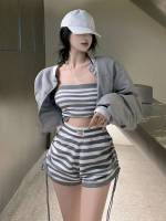  Casual Grey Sleeveless Women Two-piece Outfits 841