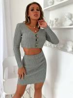 Casual Grey Plain Women Knitwear 4103