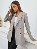 Double Button Lapel Long Sleeve Elegant Women Suits 137