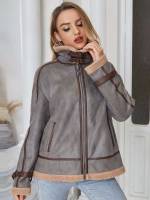 Colorblock Regular Grey Women Outerwear 8850