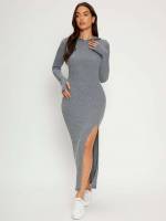 Sexy Maxi Grey Patched Women Dresses 1463