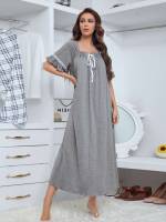 Square Neck Grey Women Lounge Dresses 2835