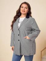 Lapel Grey Long Plus Size Blazers 5982