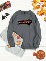 Grey Long Casual Plus Size Sweatshirts 3209