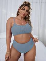  Plain Spaghetti Strap Plus Size Swimwear 421