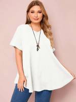  V neck Basics Short Sleeve Plus Size T-shirts 8618