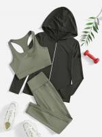 Long Sleeve Hooded Pocket Women Activewear 7325