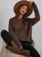  Regular Casual Fringe Women Sweaters 9248