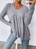 Regular Fit Grey Casual Women T-Shirts 478