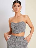  Grey Plain Strapless Women Tops 4260