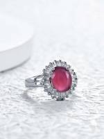 Hot Pink Geometric Fine Rings 9286