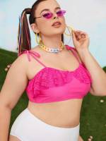  Hot Pink Plain Plus Size Beachwear 2612