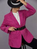  Lapel Casual Hot Pink Women Plus Clothing 420