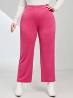 Regular Fit Long Plain Plus Size Bottoms 7836