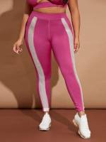 Colorblock  Plus Size Sports Leggings  Pants 7101