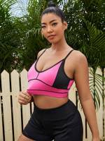  Colorblock Hot Pink Plus Size Sports Bras 1159