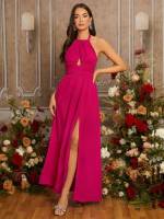  Plain Hot Pink Backless Wedding  Special 56