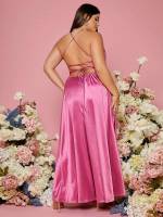 Spaghetti Strap Maxi Regular Fit Plus Size Wedding Party Wear 721