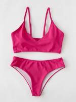  Plain Hot Pink Women Beachwear 2360