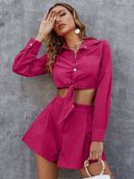  Casual Hot Pink Women Co-ords 6330