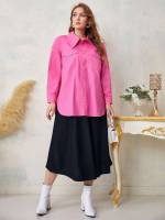 Oversized Long Sleeve Pocket Collar Women Plus Clothing 4480