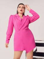 Regular Fit Long Sleeve Plain Plus Size Jumpsuits 248