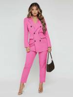  Button Front Long Sleeve Women Suits 1575