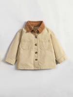 Khaki Colorblock Regular Collar Baby Clothing 3424