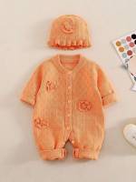 Appliques Baseball Collar Regular Fit Long Sleeve Baby Clothing 6154