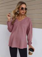 Khaki V neck Casual Maternity Tops 6030