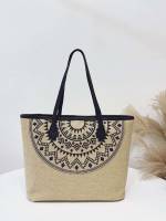 Geometric Khaki Fashionable Women Tote Bags 9521