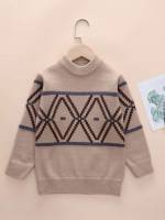  Stand Collar Khaki Striped Kids Clothing 2381