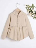  Plain Long Sleeve Casual Girls Blouses 353