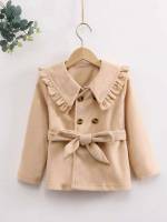 Khaki Short Long Sleeve Girls Coats 8285