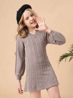 Short Dressy Plain Girls Sweater Dresses 7526