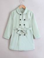 Long Sleeve Regular Fit Belted Girls Clothing 9328