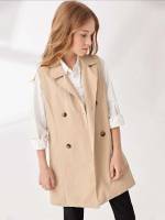 Regular Fit Dressy Sleeveless Short Girls Trench Coats 636