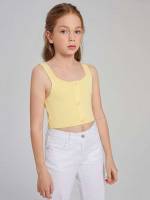 Crop Sleeveless Plain Slim Fit Girls Knitwear 8454