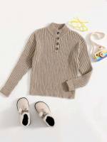  Rib-Knit Casual Plain Kids Clothing 305