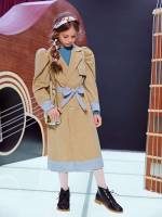 Lapel Long Dressy Regular Fit Girls Outerwear 978