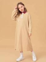 Loose Colorblock Long Polo Girls Clothing 1335