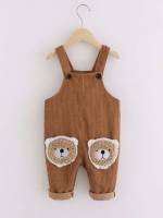 Khaki Long Patched Toddler Boy Jumpsuits 7508