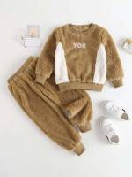 Casual Letter Round Neck Toddler Boy Two-piece Outfits 6763