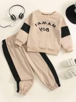 Regular Fit Long Sleeve Letter Toddler Boys Clothing 694