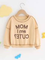  Round Neck Khaki Regular Fit Toddler Girl Sweatshirts 24