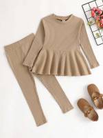  Long Sleeve Plain Slim Fit Toddler Girls Clothing 8429