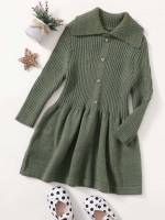  Collar Short Plain Toddler Girls Knitwear 561