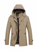  Regular Fit Khaki Hooded Men Outerwear 9138